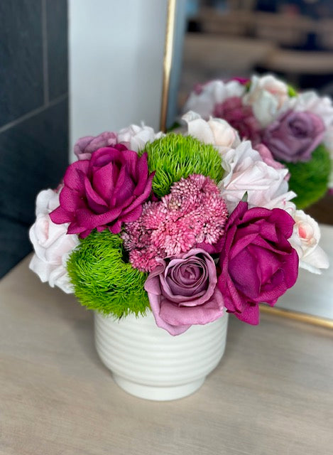 Assortment of Real Touch Flowers in White Vase