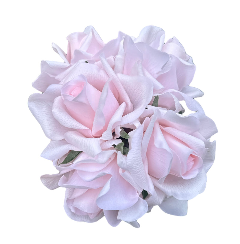 Bundle of 5 Pale Pink Real Touch Faux Roses
