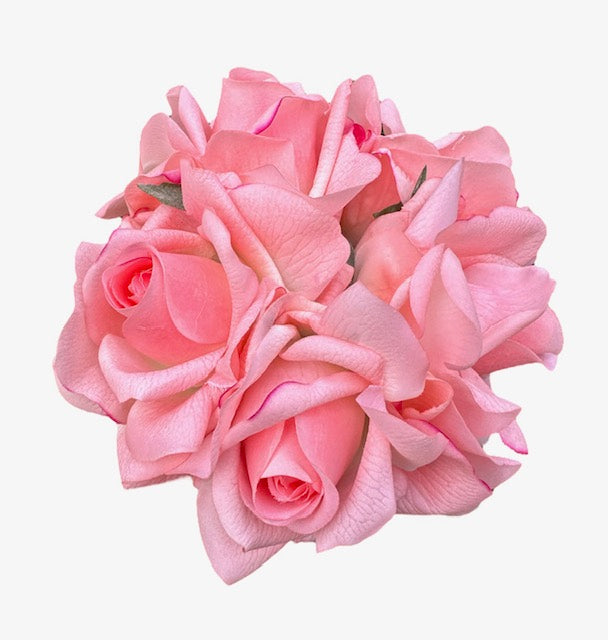 Bundle of 5 Coral Real Touch Faux Roses