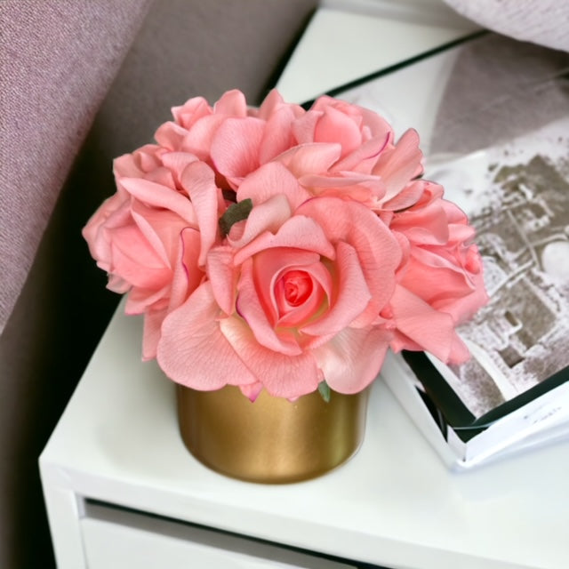 Bundle of 5 Coral Real Touch Faux Roses